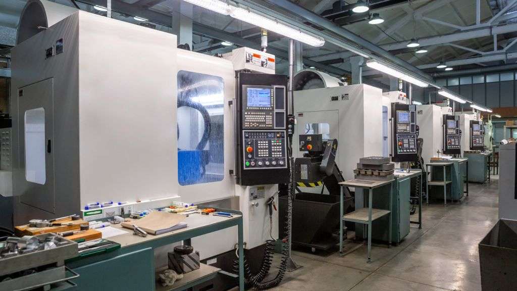 CNC machines in a plastic fabrication manufacturing facility