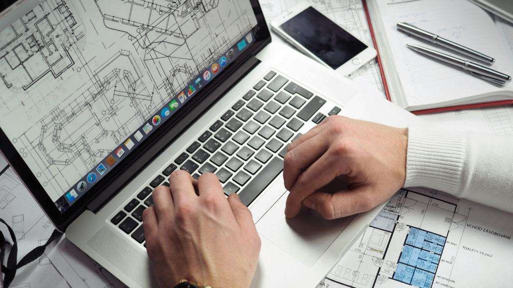 PDF file of a technical drawing displayed on laptop screen